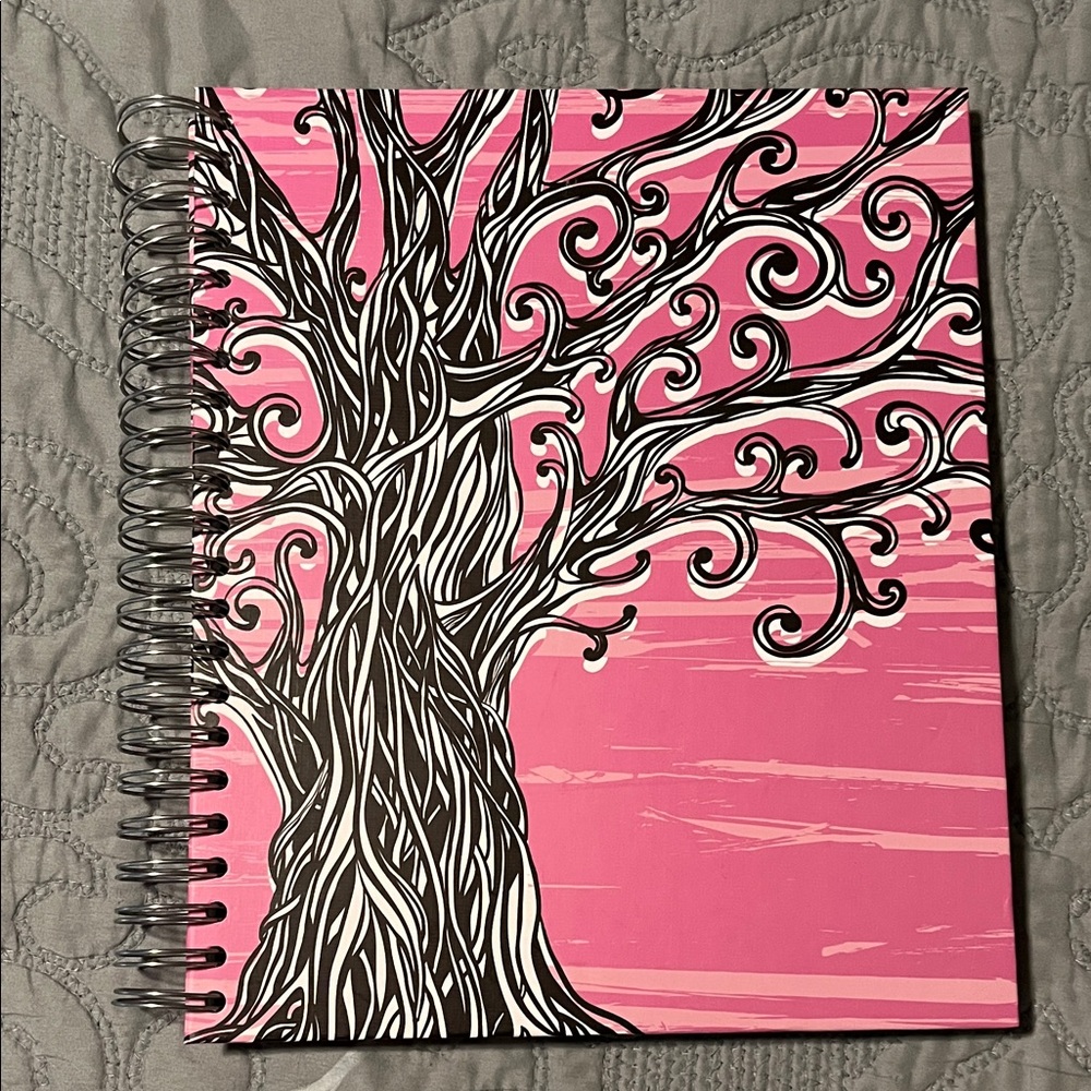 Enchante Accessories Pink Spiral Sketchbook with Artistic Tree Design NWOT